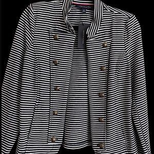 NEW Tommy Hilfiger jacket size Small dark navy and white with Hilfiger buttons